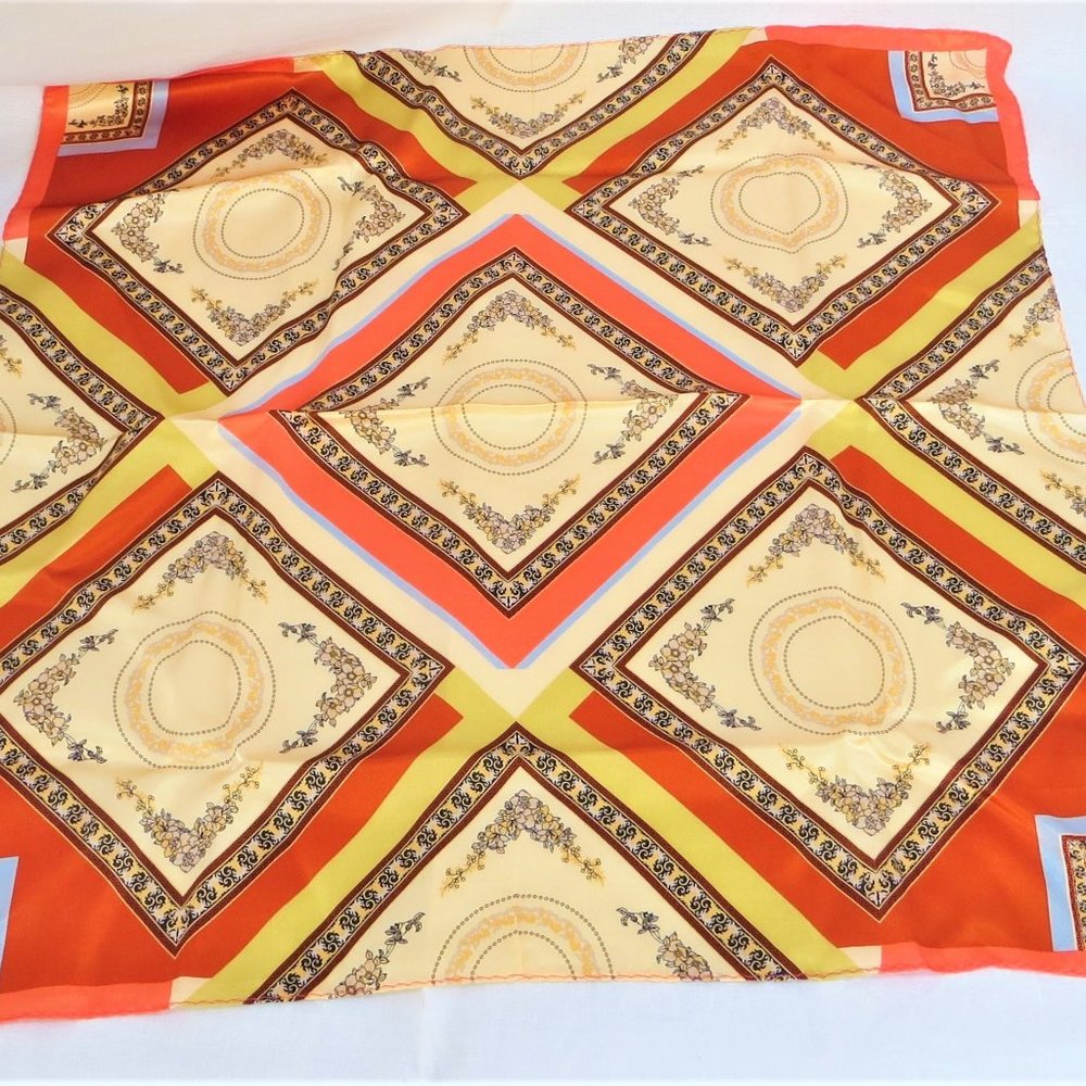 New in Box Wensli Geometric Pattern Silk Scarf